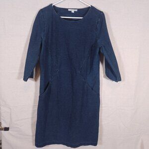 Boden Seam Detail Tunic Day Dress Womens 10L Pockets Denim Like Stretchy WH974